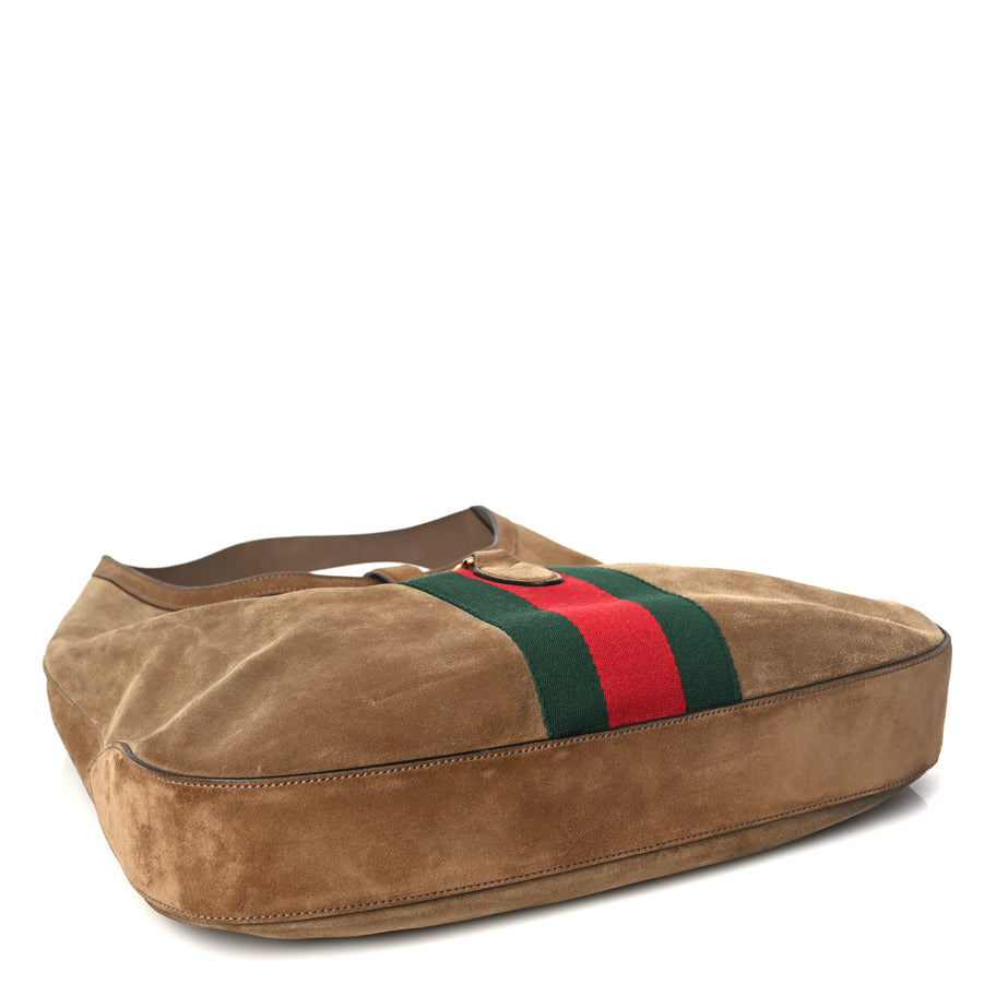 Gucci Suede Cudu Web Large Jackie Hobo Marron Glace Image 3