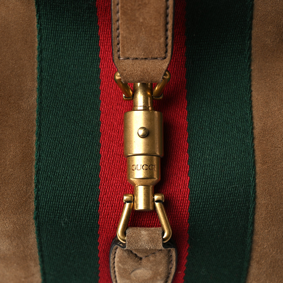 Gucci Suede Cudu Web Large Jackie Hobo Marron Glace Image 7