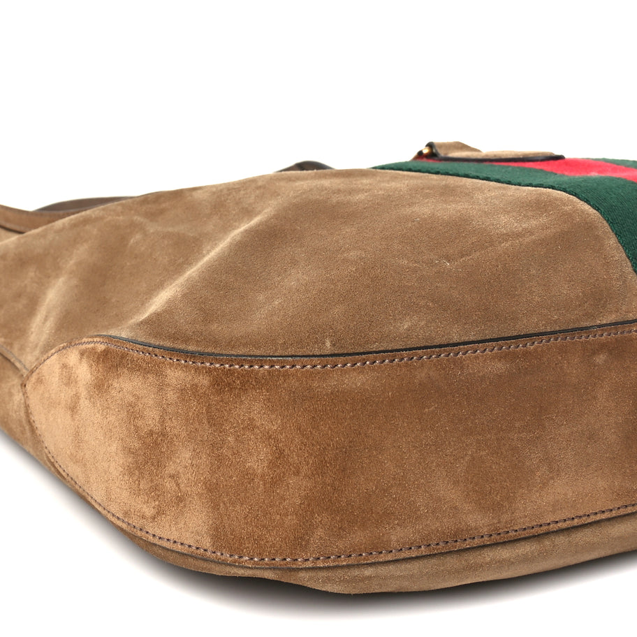 Gucci Suede Cudu Web Large Jackie Hobo Marron Glace Image 8