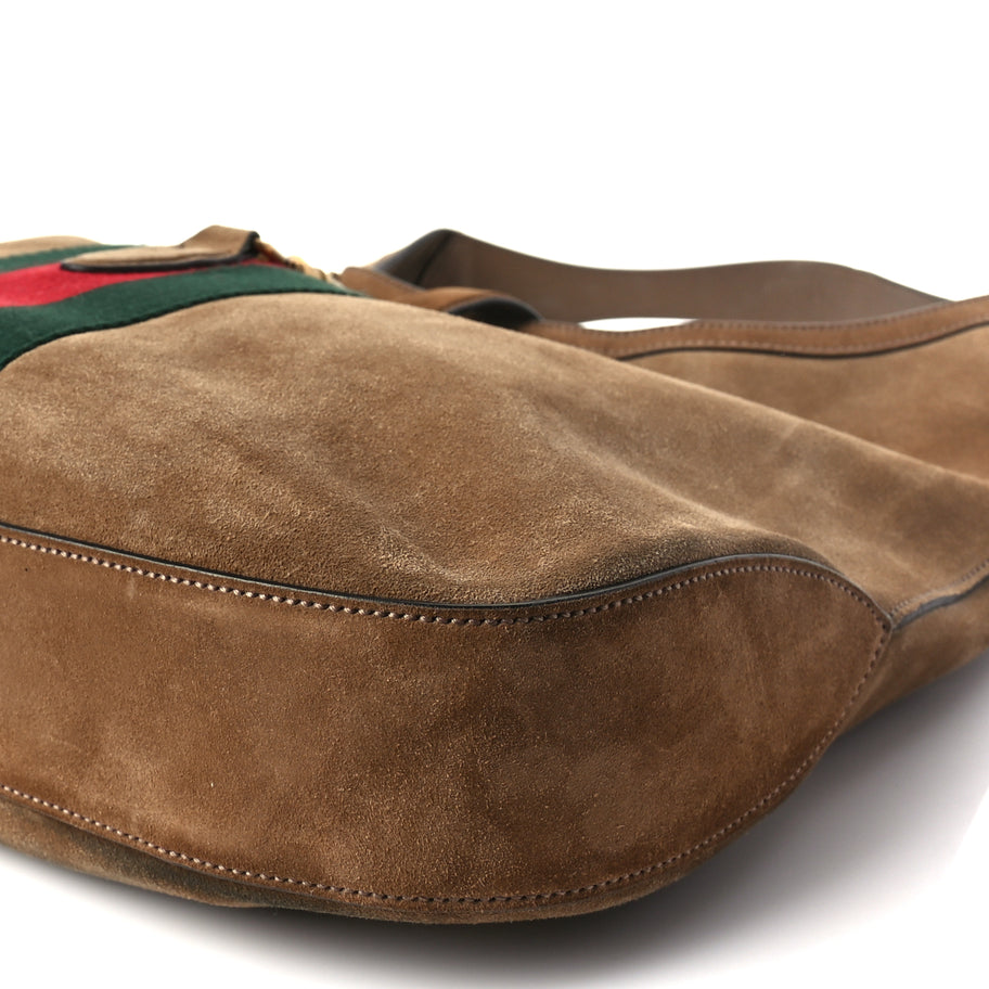 Gucci Suede Cudu Web Large Jackie Hobo Marron Glace Image 9