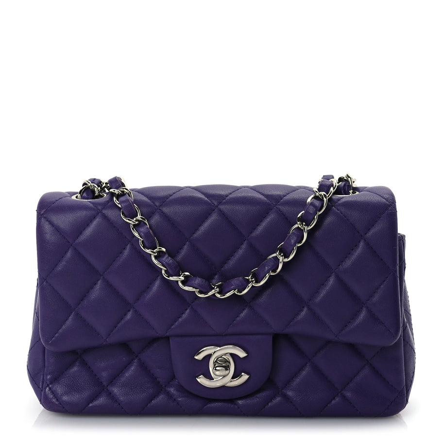 Chanel Lambskin Quilted Mini Rectangular Flap  Purple Image 1
