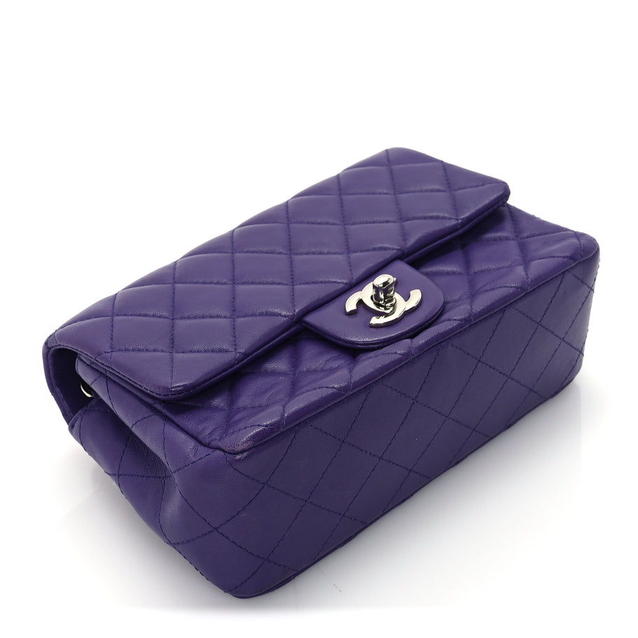Chanel Lambskin Quilted Mini Rectangular Flap  Purple Image 8