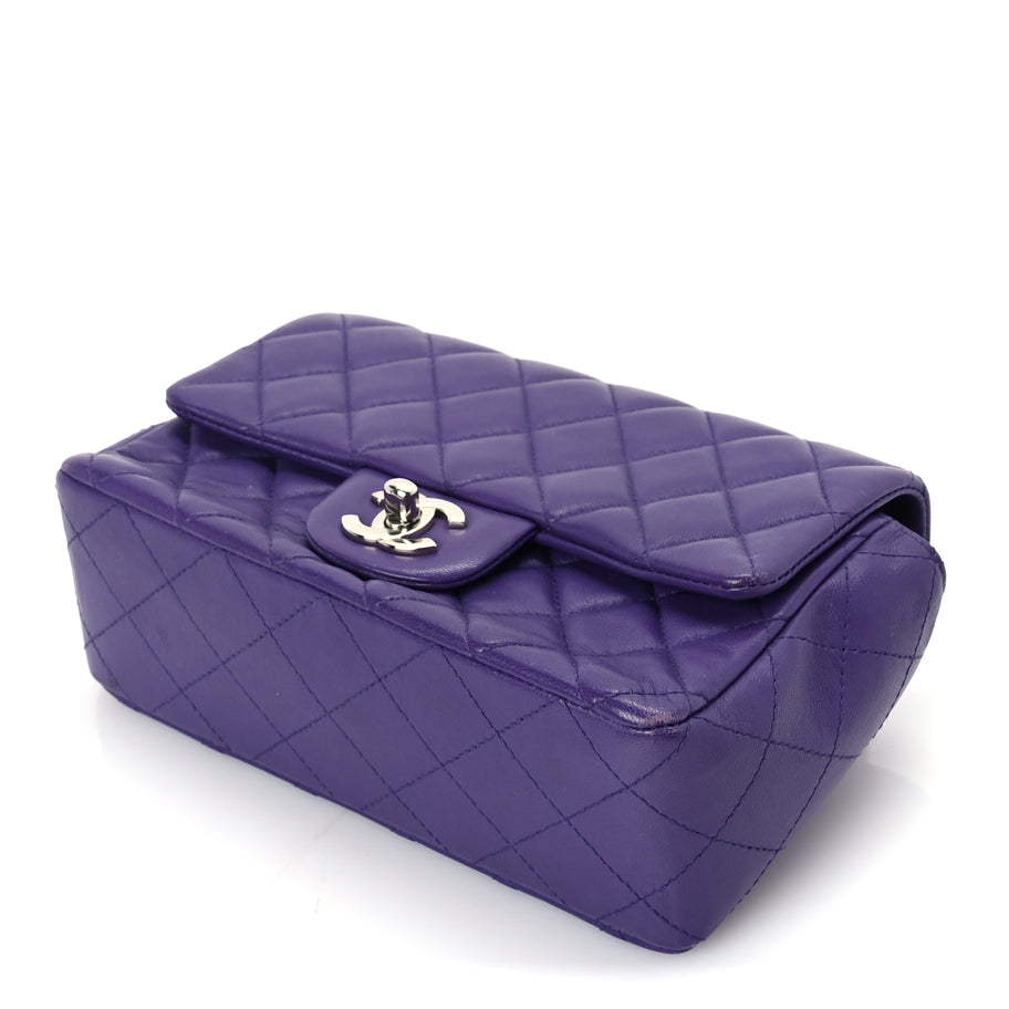 Chanel Lambskin Quilted Mini Rectangular Flap  Purple Image 9