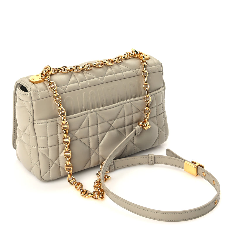  Christian Dior Calfskin Macrocannage Medium Caro Bag  Sand