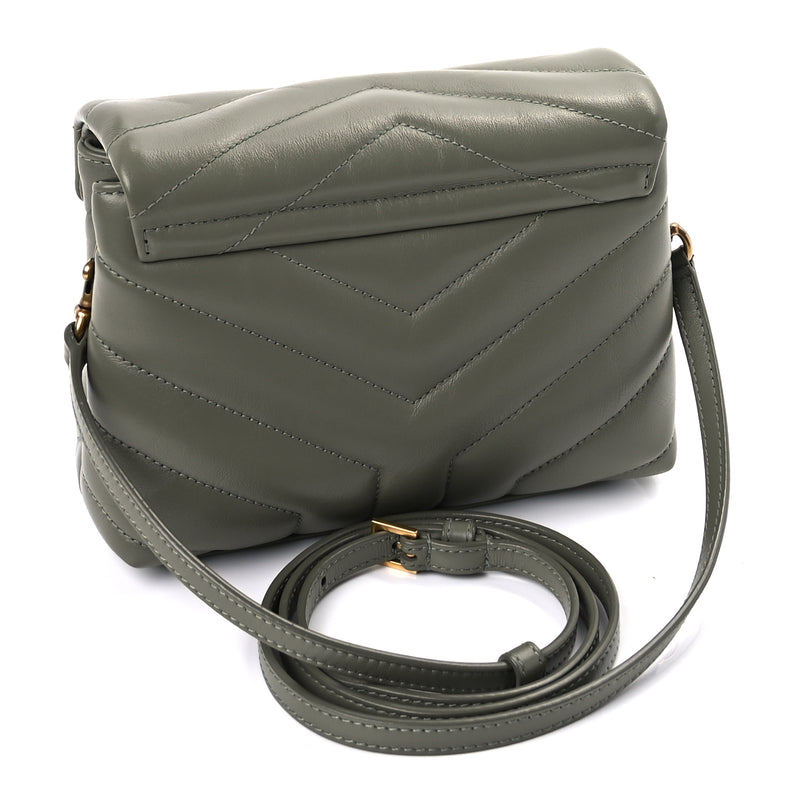  Saint Laurent Calfskin Y Quilted Monogram Toy Loulou Crossbody Bag  Light Sage