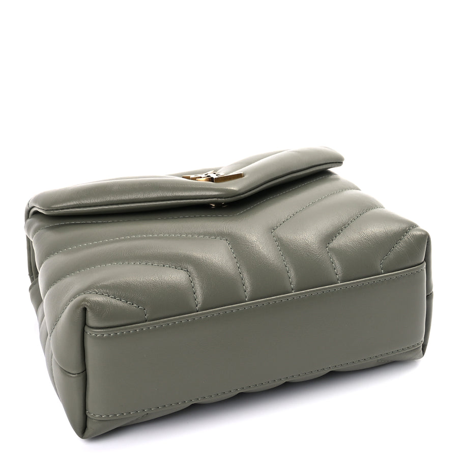 Saint Laurent Calfskin Y Quilted Monogram Toy Loulou Crossbody Bag  Light Sage Image 3