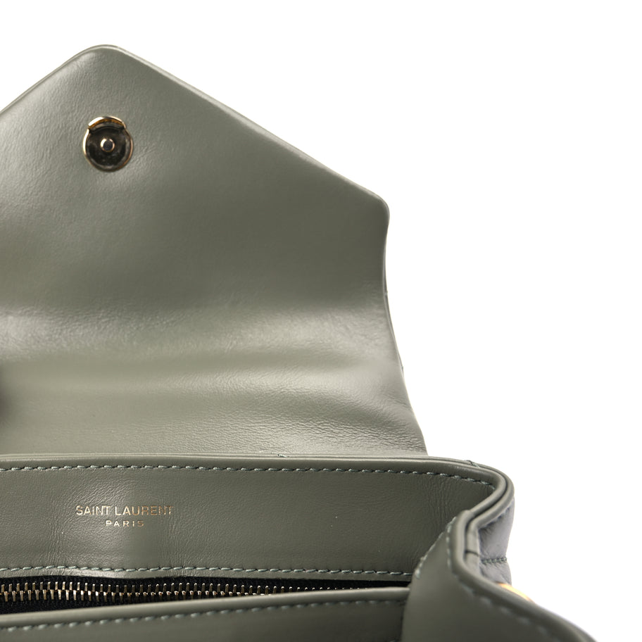 Saint Laurent Calfskin Y Quilted Monogram Toy Loulou Crossbody Bag  Light Sage Image 5