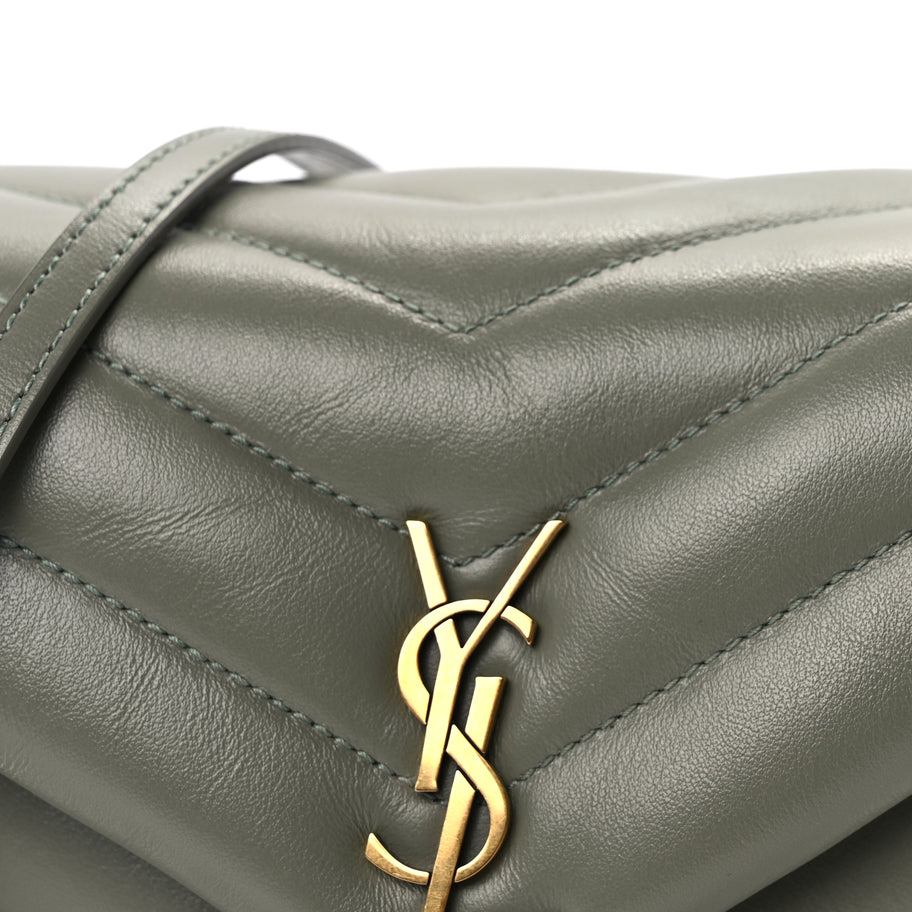 Saint Laurent Calfskin Y Quilted Monogram Toy Loulou Crossbody Bag  Light Sage Image 6
