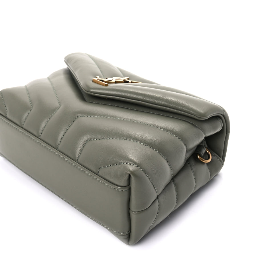 Saint Laurent Calfskin Y Quilted Monogram Toy Loulou Crossbody Bag  Light Sage Image 7