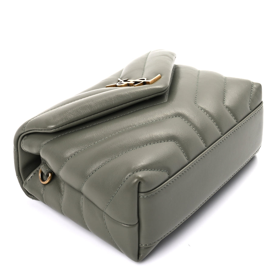 Saint Laurent Calfskin Y Quilted Monogram Toy Loulou Crossbody Bag  Light Sage Image 8