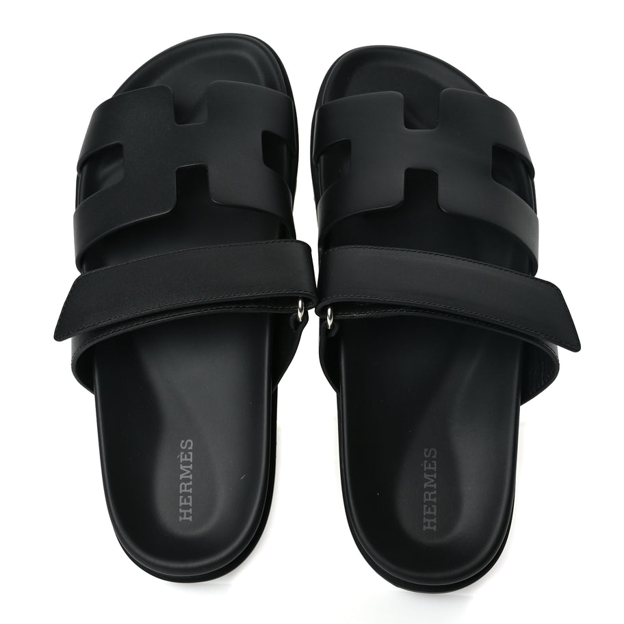 Hermes Calfskin Womens Chypre Sandals 38.5 Black Image 2