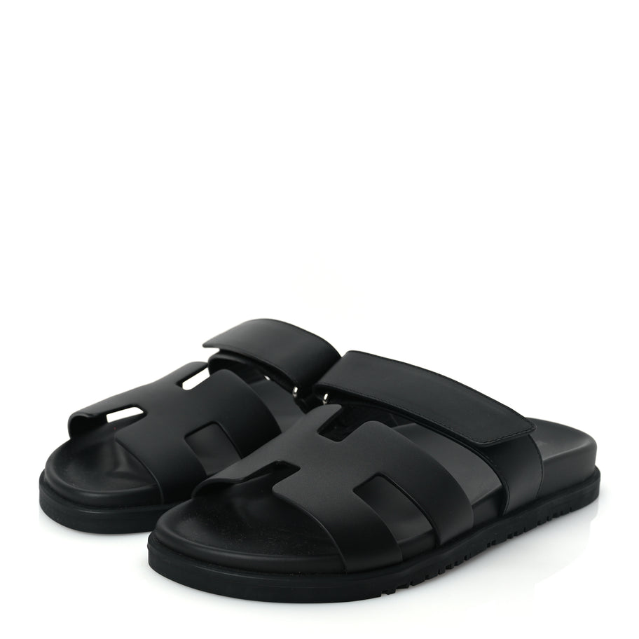 Hermes Calfskin Womens Chypre Sandals 38.5 Black Image 4