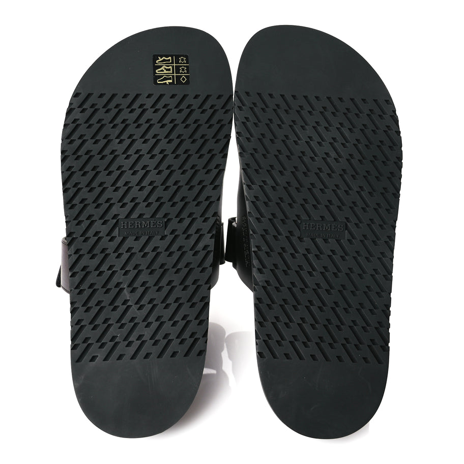 Hermes Calfskin Womens Chypre Sandals 38.5 Black Image 6