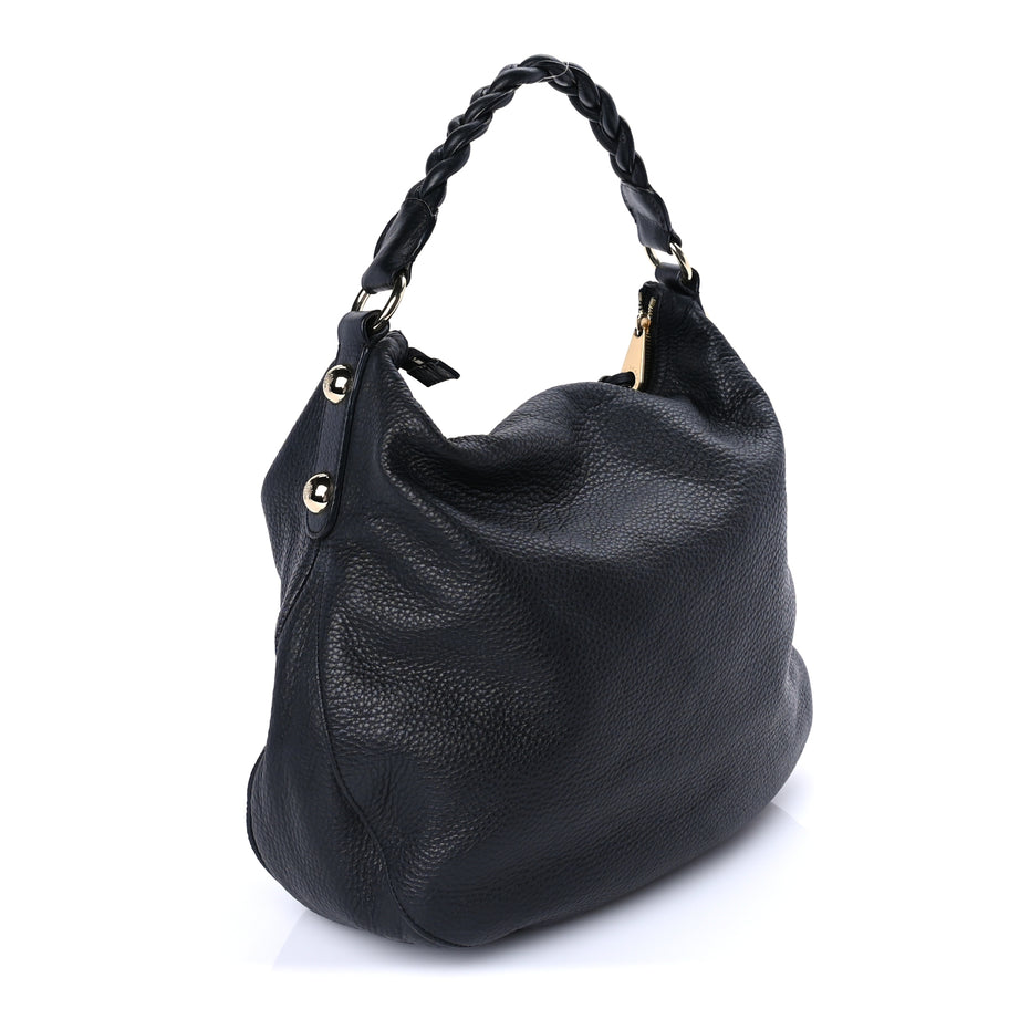 Mulberry Spongy Pebbled Calfskin Large Daria Hobo Black Image 2