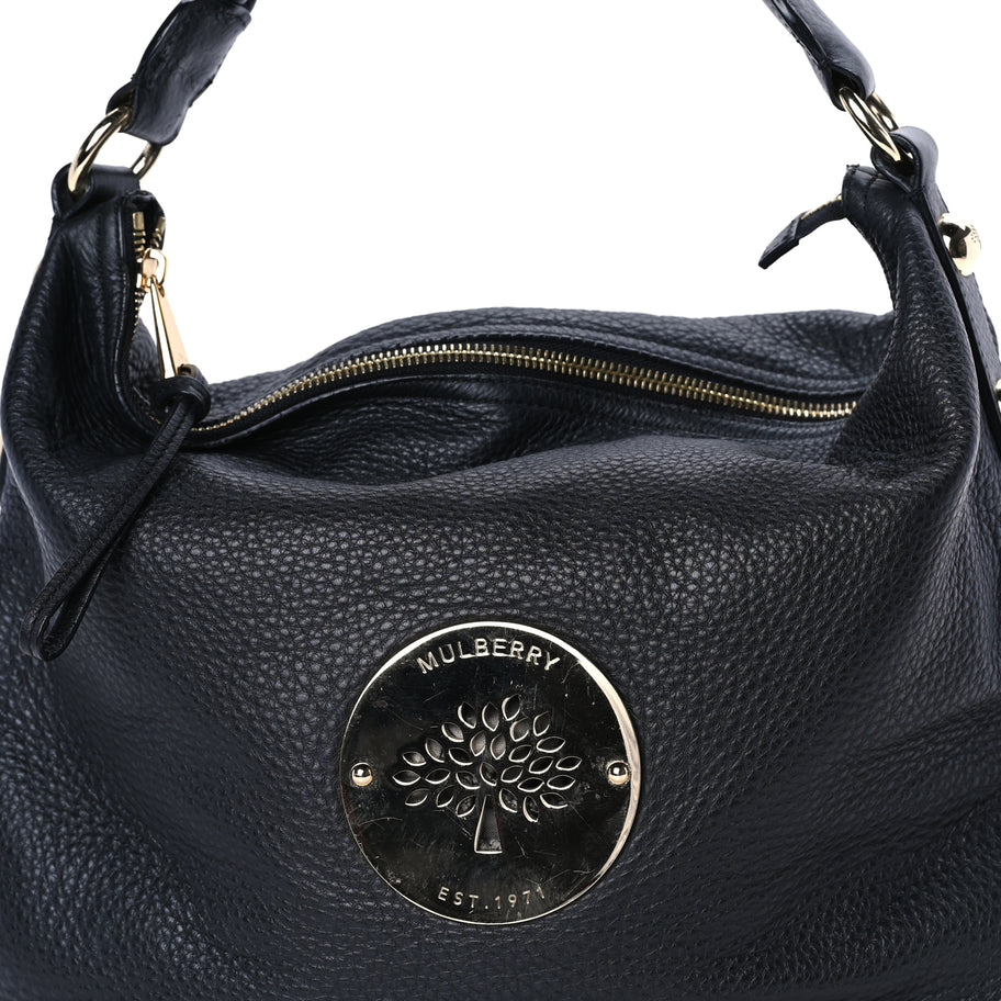 Mulberry Spongy Pebbled Calfskin Large Daria Hobo Black Image 6