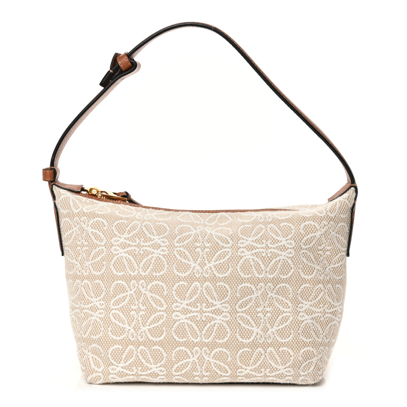  Loewe Jacquard Anagram Calfskin Small Cubi Bag Ecru Tan