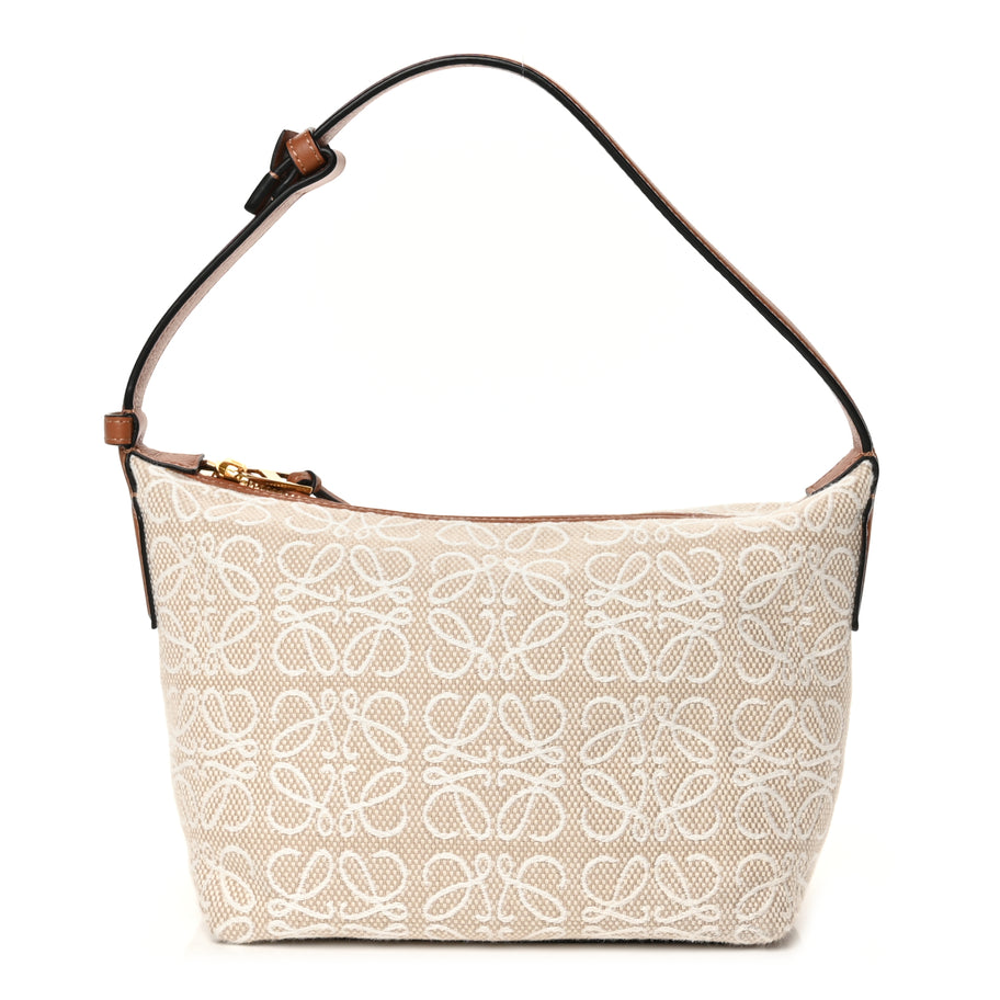 Loewe Jacquard Anagram Calfskin Small Cubi Bag Ecru Tan Image 1