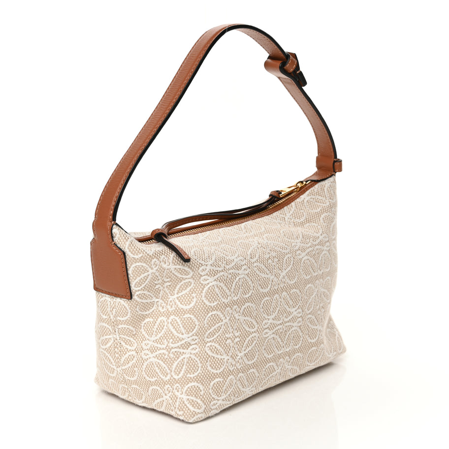 Loewe Jacquard Anagram Calfskin Small Cubi Bag Ecru Tan Image 2