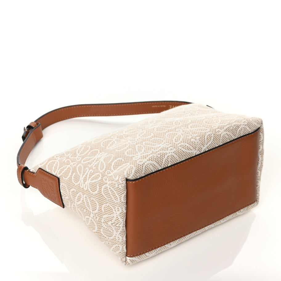 Loewe Jacquard Anagram Calfskin Small Cubi Bag Ecru Tan Image 3