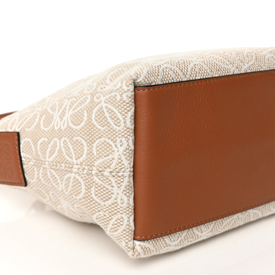 Loewe Jacquard Anagram Calfskin Small Cubi Bag Ecru Tan Image 8