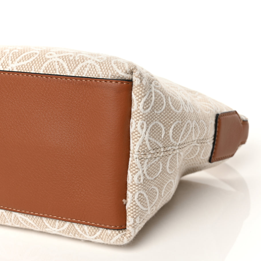 Loewe Jacquard Anagram Calfskin Small Cubi Bag Ecru Tan Image 9