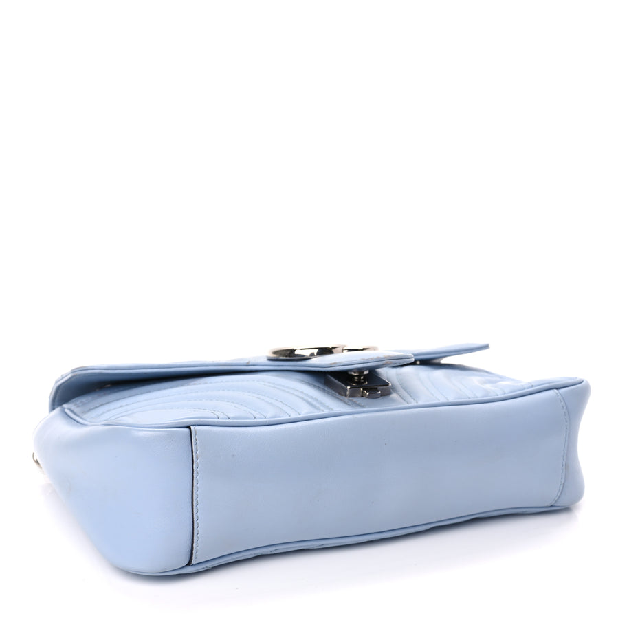 Gucci Calfskin Matelasse Small GG Marmont Shoulder Bag Porcelain Light Blue Image 3