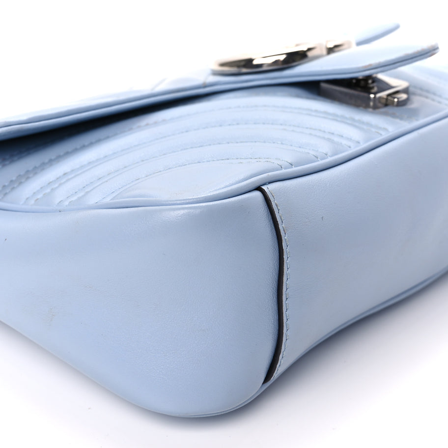 Gucci Calfskin Matelasse Small GG Marmont Shoulder Bag Porcelain Light Blue Image 7