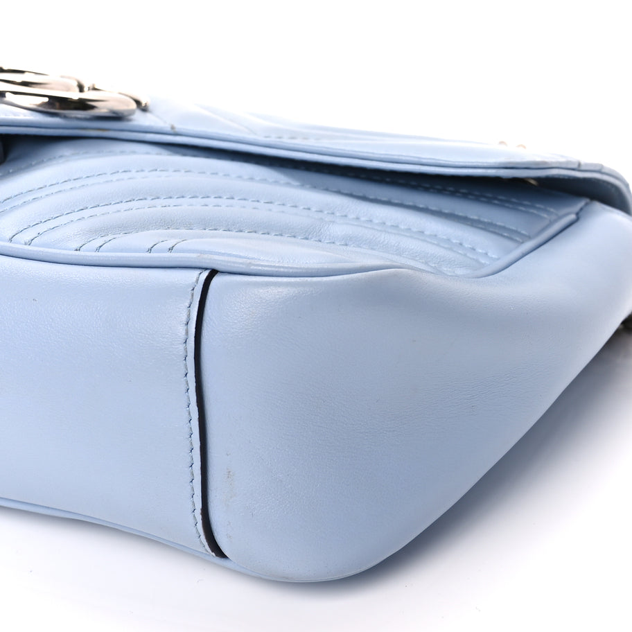 Gucci Calfskin Matelasse Small GG Marmont Shoulder Bag Porcelain Light Blue Image 8