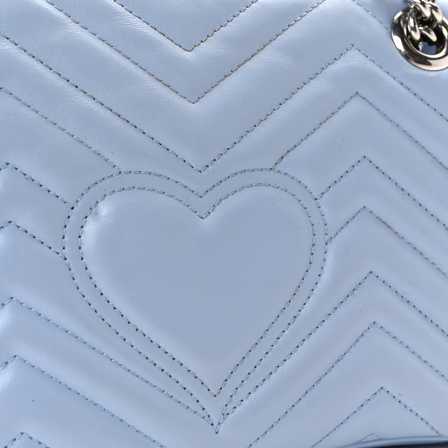 Gucci Calfskin Matelasse Small GG Marmont Shoulder Bag Porcelain Light Blue Image 9