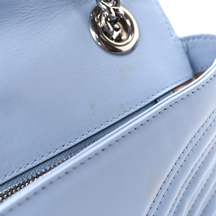 Gucci Calfskin Matelasse Small GG Marmont Shoulder Bag Porcelain Light Blue Image 11