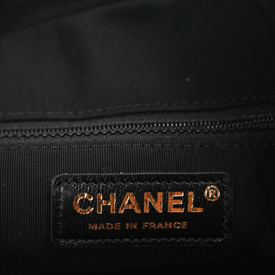 Chanel Lambskin Chevron Pleated Large Cosmetic Case Black Image 6