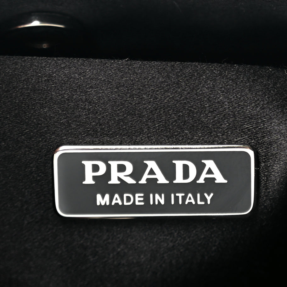 Prada Paillettes Sequin Logo Cleo Adjustable Strap Shoulder Bag Black White Image 5