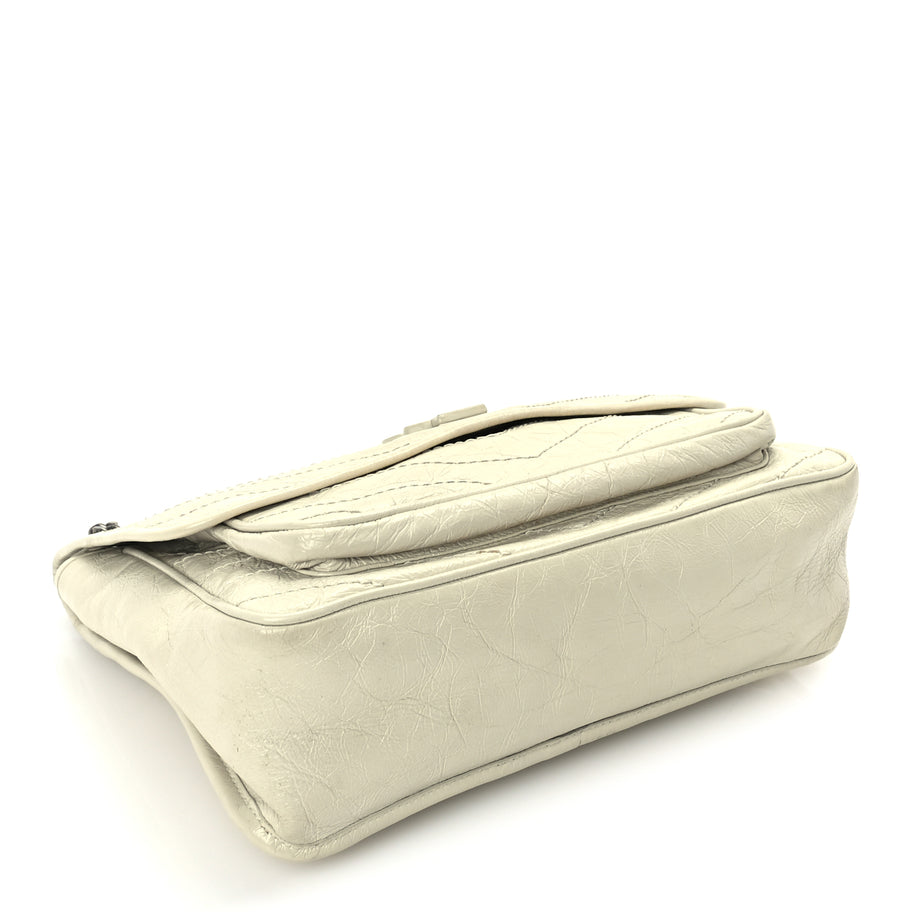 Saint Laurent Crinkled Calfskin Matelasse Monogram Medium Niki Chain Satchel Crema Soft Image 3