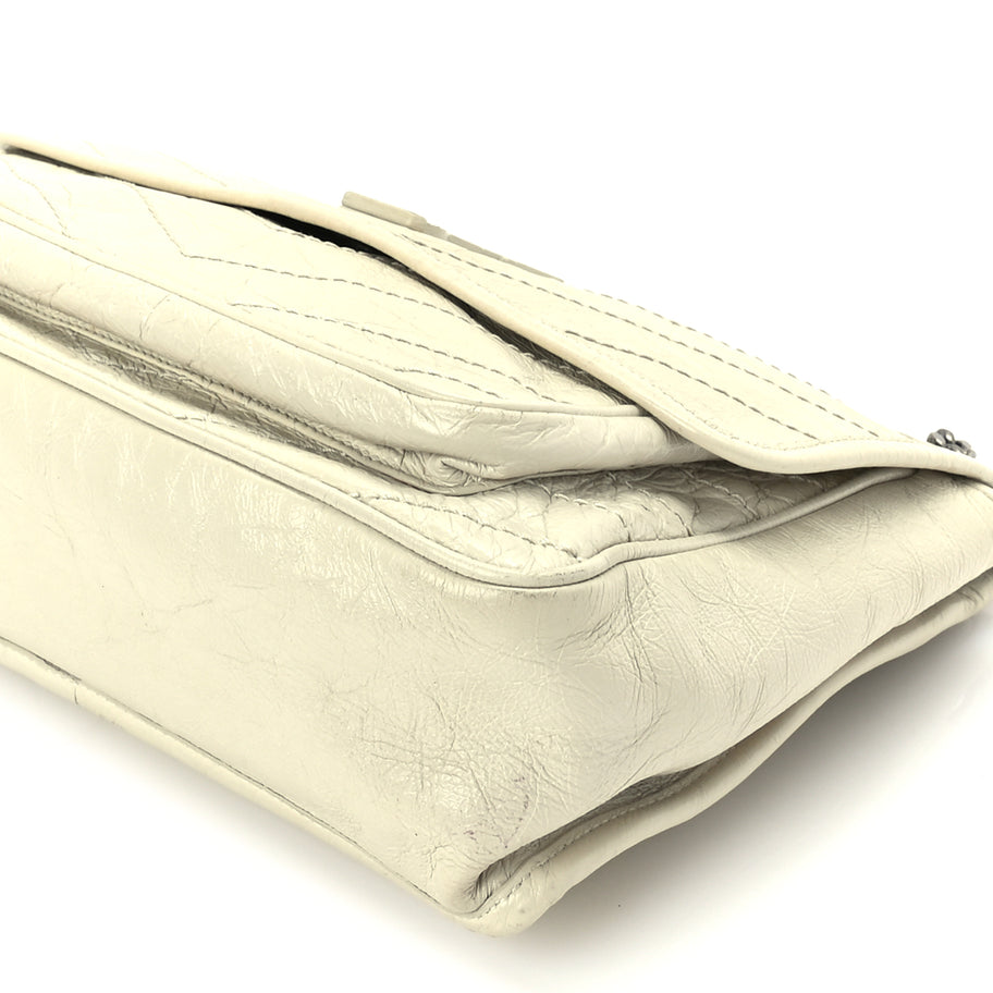 Saint Laurent Crinkled Calfskin Matelasse Monogram Medium Niki Chain Satchel Crema Soft Image 8