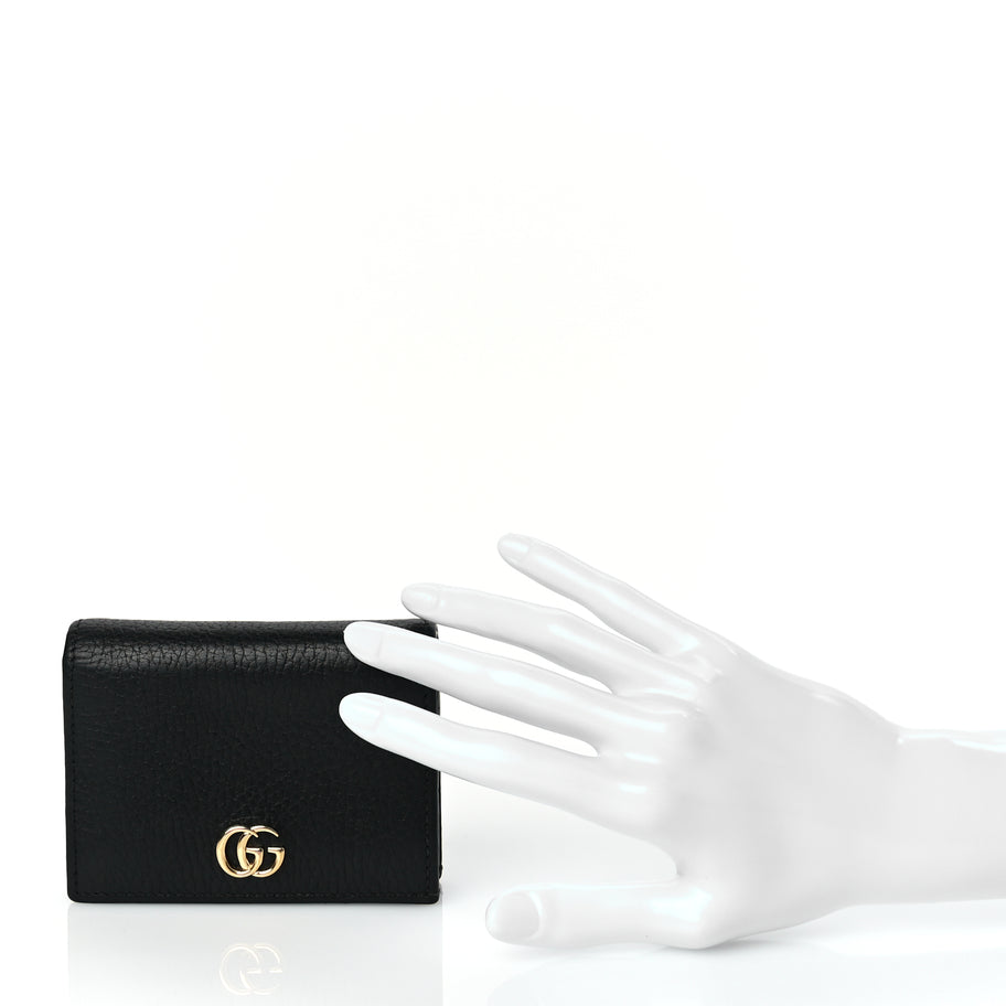 Gucci Pebbled Calfskin GG Marmont Card Case Black Image 2