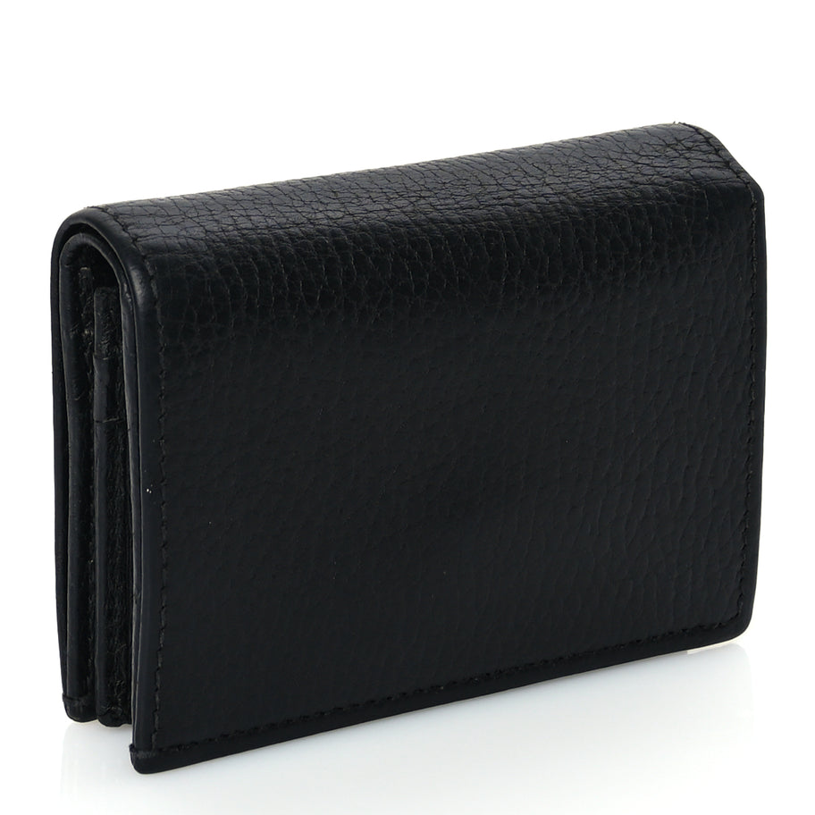 Gucci Pebbled Calfskin GG Marmont Card Case Black Image 3