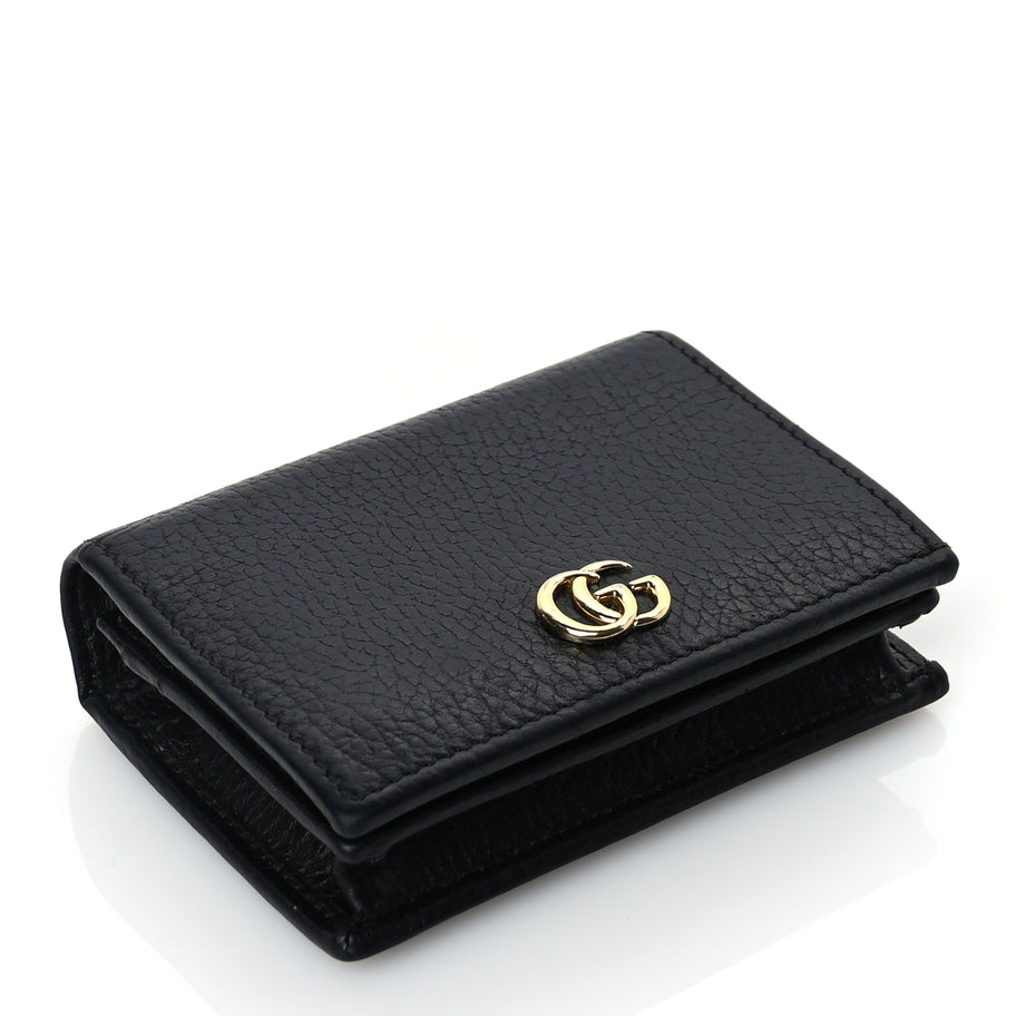 Gucci Pebbled Calfskin GG Marmont Card Case Black Image 4