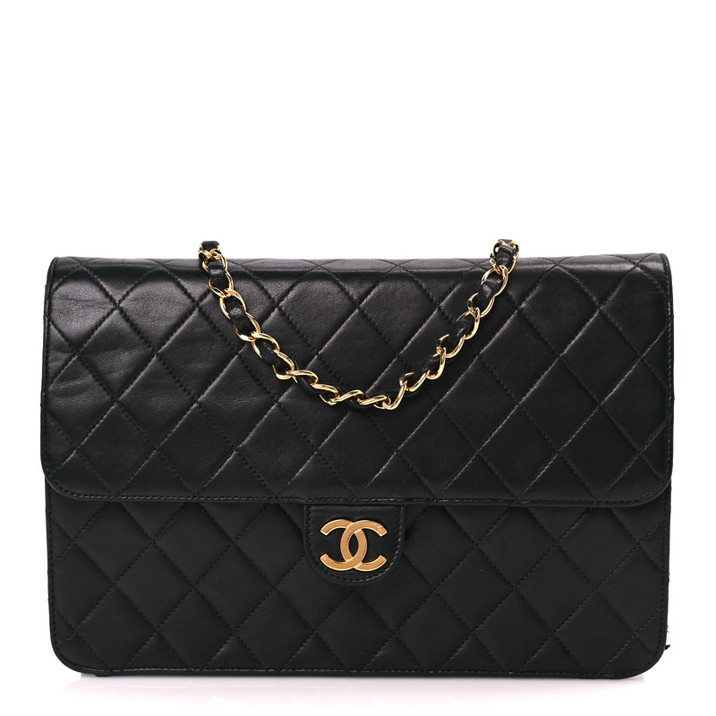  Chanel Lambskin Quilted Medium Single Flap Black