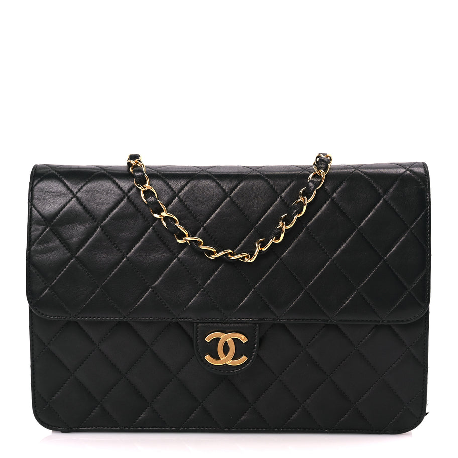 Chanel Lambskin Quilted Medium Single Flap Black Image 1