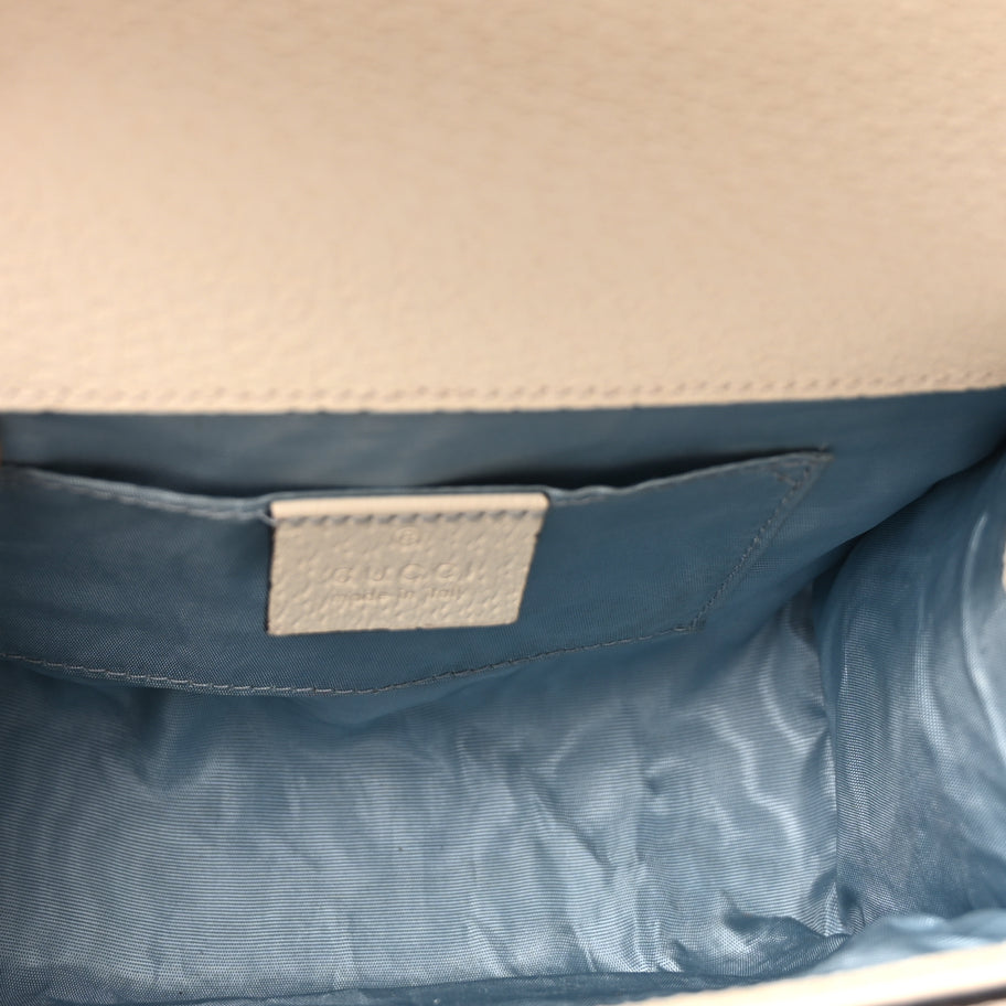 Gucci Grained Calfskin Bee Star Small Padlock Shoulder Bag White Image 4