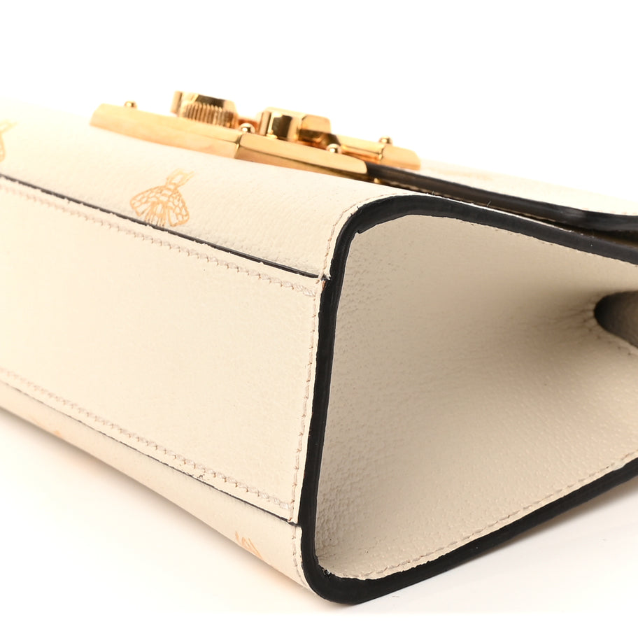 Gucci Grained Calfskin Bee Star Small Padlock Shoulder Bag White Image 7
