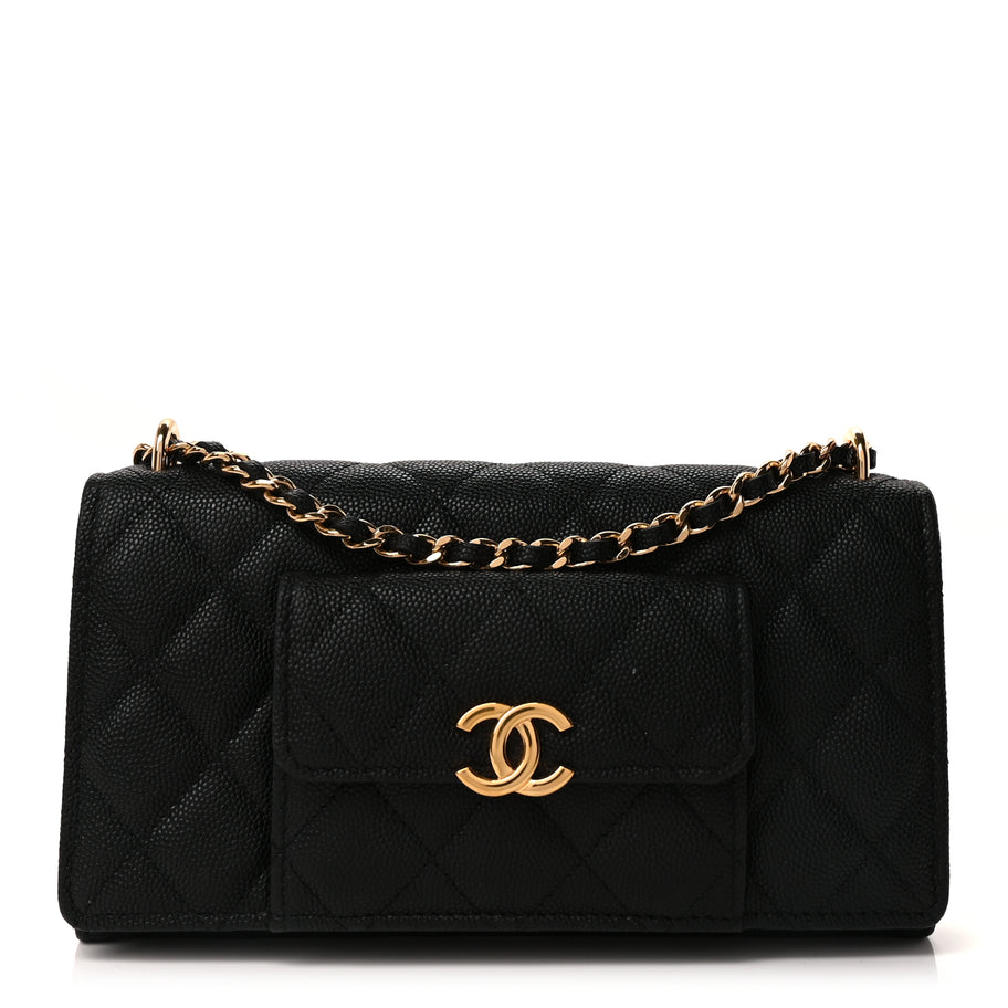 Chanel Caviar Quilted Pocket Twins Wallet On Chain WOC Black Image 1