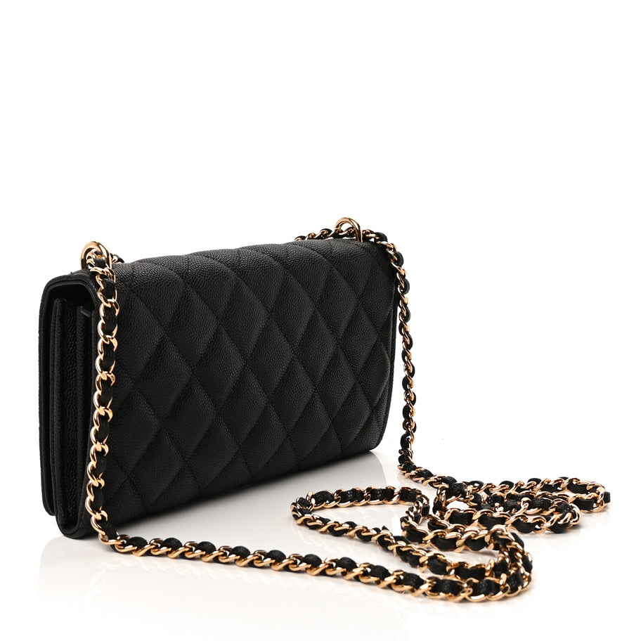 Chanel Caviar Quilted Pocket Twins Wallet On Chain WOC Black Image 2