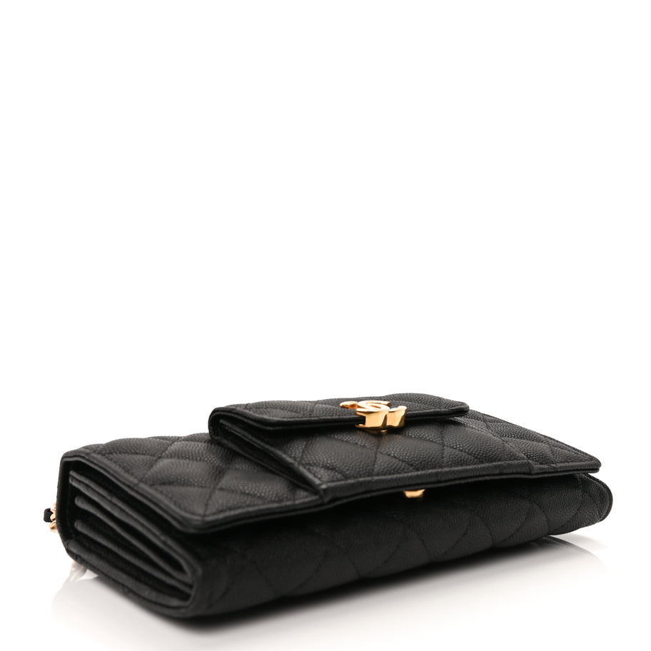 Chanel Caviar Quilted Pocket Twins Wallet On Chain WOC Black Image 3
