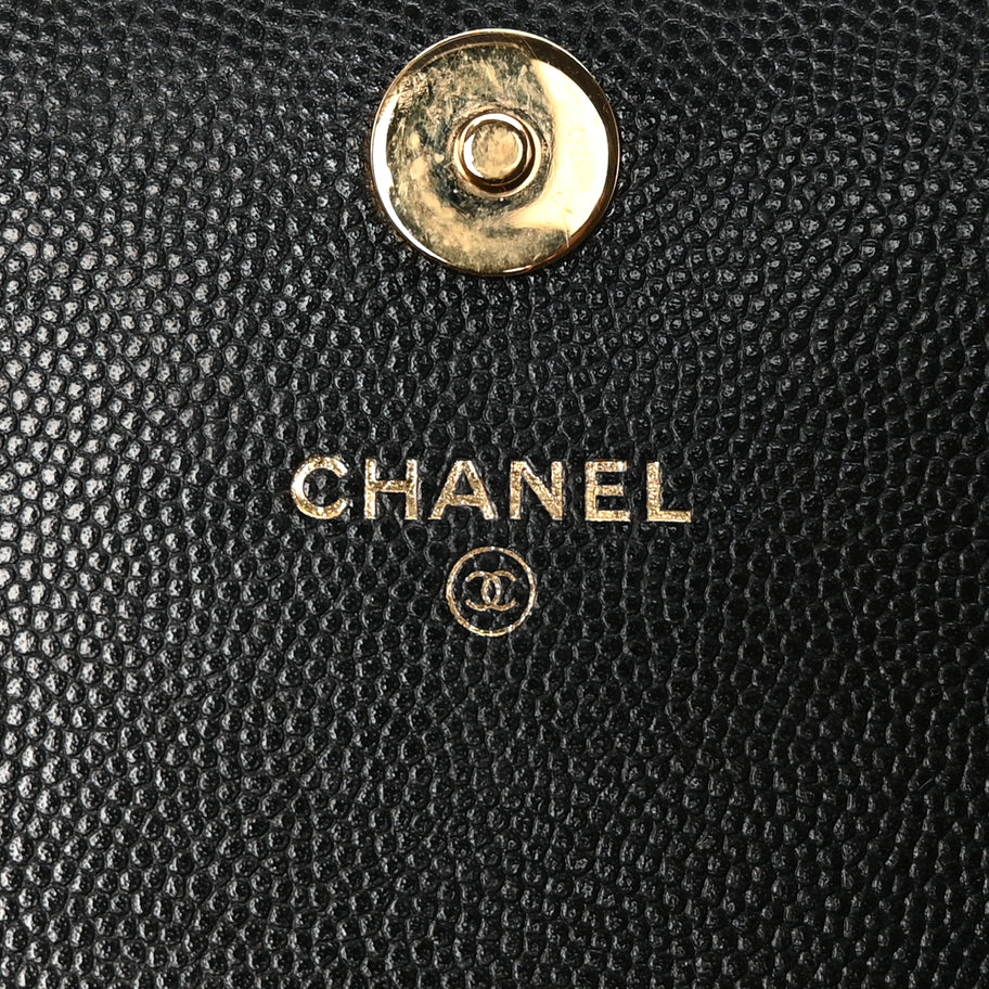 Chanel Caviar Quilted Pocket Twins Wallet On Chain WOC Black Image 5