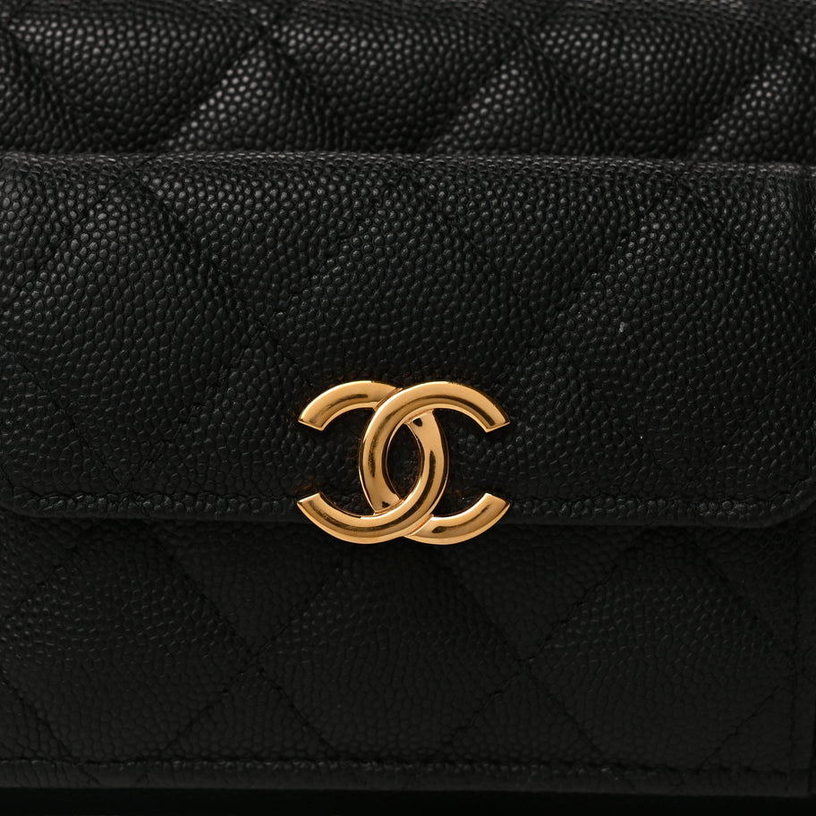 Chanel Caviar Quilted Pocket Twins Wallet On Chain WOC Black Image 7