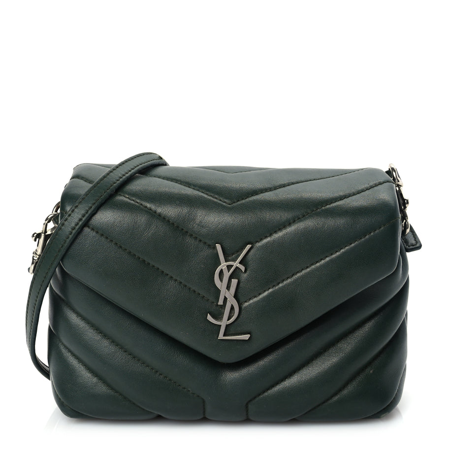 Saint Laurent Calfskin Y Quilted Monogram Toy Loulou Crossbody Bag Deep Green Image 1
