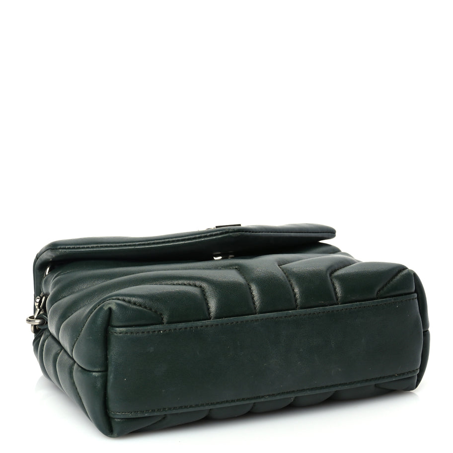 Saint Laurent Calfskin Y Quilted Monogram Toy Loulou Crossbody Bag Deep Green Image 3