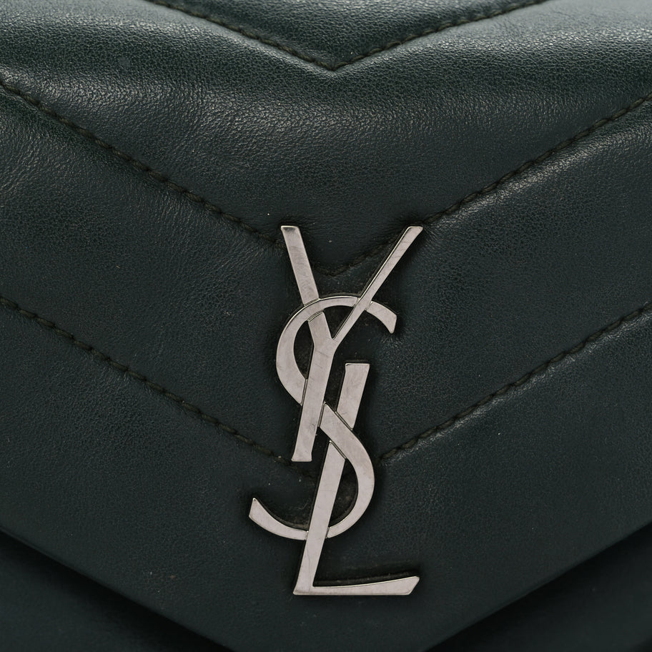 Saint Laurent Calfskin Y Quilted Monogram Toy Loulou Crossbody Bag Deep Green Image 6