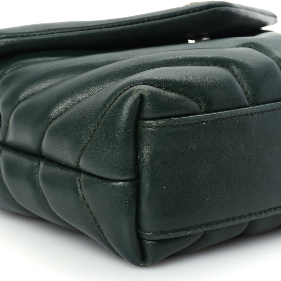 Saint Laurent Calfskin Y Quilted Monogram Toy Loulou Crossbody Bag Deep Green Image 7